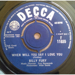 Billy Fury When Will You Say I Love You USED VINYL 7INCH 45 RPM SINGLE