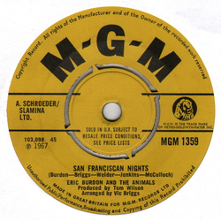 Eric Burdon & The Animals San Franciscan Nights / Gratefully Dead Vinyl 7" USED