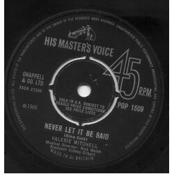 Valerie Mitchell Never Let It Be Said USED VINYL 7INCH 45 RPM SINGLE