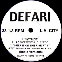 Defari Joyride / I Can't Wait / Keep It On The Rise Pt. II USED VINYL 12INCH 33 S RPM