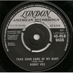 Bobby Vee Take Good Care Of My Baby Vinyl 7" USED