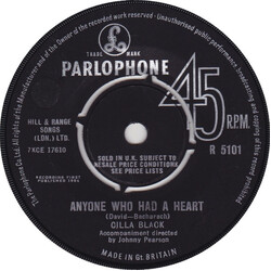 Cilla Black Anyone Who Had A Heart USED VINYL 7INCH 45 RPM SINGLE