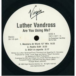 Luther Vandross Are You Using Me? USED VINYL 12INCH 33 S RPM PROMO