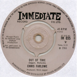 Chris Farlowe Out Of Time USED VINYL 7INCH 45 RPM SINGLE MONO