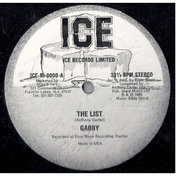 Anthony "Gabby" Carter The List USED VINYL 12INCH 33 S RPM