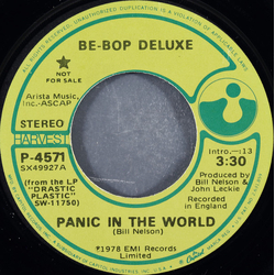 Be Bop Deluxe Panic In The World Vinyl 7" USED