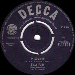 Billy Fury In  Summer VINYL 7" USED