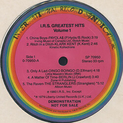 Various I.R.S. Greatest Hits Volume 1 Vinyl LP USED