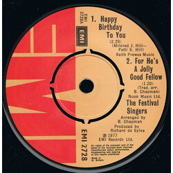 The Festival Singers Happy Birthday To You Vinyl 7" USED