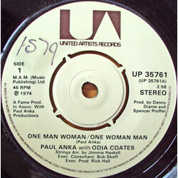 Paul Anka One Man Woman / One Woman Man Vinyl 7" USED