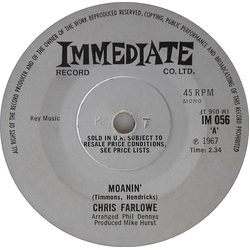 Chris Farlowe Moanin' Vinyl 7" USED