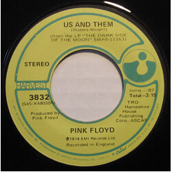Pink Floyd Us And Them USED VINYL 7INCH 45 RPM SINGLE STEREO