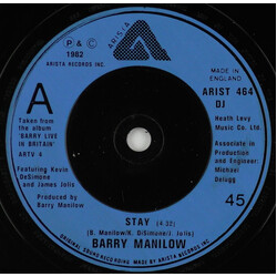 Barry Manilow Stay Vinyl 7" USED