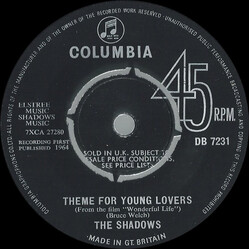 The Shadows Theme For Young Lovers USED VINYL 7INCH 45 RPM SINGLE