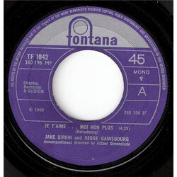 Jane Birkin / Serge Gainsbourg Je T'aime...Moi Non Plus USED VINYL 7INCH 45 RPM SINGLE MONO