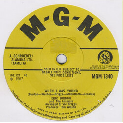 Eric Burdon & The Animals When I Was Young USED VINYL 7INCH 45 RPM SINGLE