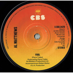 Al Matthews Fool USED VINYL 7INCH 45 RPM SINGLE STEREO