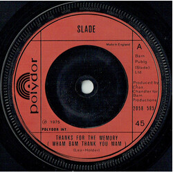 Slade Thanks For The Memory (Wham Bam Thank You Mam) VINYL 7" USED