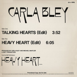 Carla Bley Talking Hearts / Heavy Heart USED VINYL 12INCH 33 S RPM PROMO