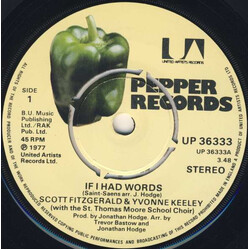 Scott Fitzgerald / Yvonne Keeley If I Had Words VINYL 7" USED