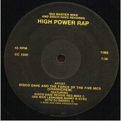 Disco Dave And The Force Of The 5 MCs / The Crash Crew High Power Rap VINYL 12" USED
