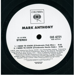 Marc Anthony I Need To Know USED VINYL 12INCH PROMO 33 S RPM