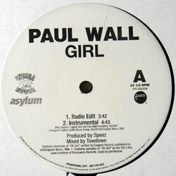 Paul Wall Girl USED VINYL 12INCH 33 S RPM PROMO