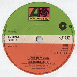 Sister Sledge Lost In Music VINYL 7" USED