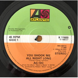 AC/DC You Shook Me All Night Long USED VINYL 7INCH 45 RPM SINGLE REISSUE STEREO