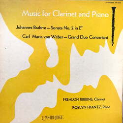 Johannes Brahms / Carl Maria von Weber / Frealon Bibbins / Roslyn Frantz Music For Clarinet And Piano Vinyl LP USED