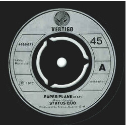 Status Quo Paper Plane USED VINYL 7INCH SINGLE 45 RPM