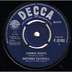 Marianne Faithfull Summer Nights VINYL 7" USED