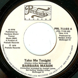 Barbara Mason Take Me Tonight Vinyl 7" USED