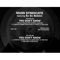 Mass Syndicate / Su Su Bobien You Don't Know VINYL 12" USED