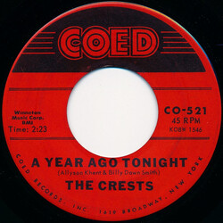 The Crests A Year Ago Tonight / Paper Crown USED VINYL 7INCH 45 RPM SINGLE