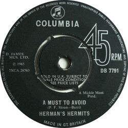 Herman's Hermits A Must To Avoid Vinyl 7" USED