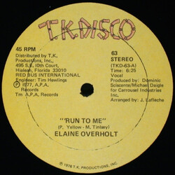 Elaine Overholt Run To Me Vinyl 12" USED