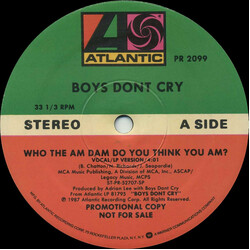 Boys Don't Cry Who The Am Dam Do You Think You Am? USED VINYL 12INCH 33 S RPM PROMO