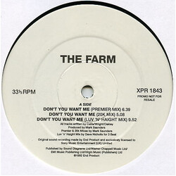 The Farm Don't You Want Me USED VINYL 12INCH 33 S RPM PROMO