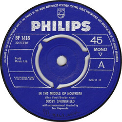 Dusty Springfield In The Middle Of Nowhere USED VINYL 7INCH 45 RPM SINGLE MONO