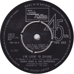 The Supremes I'm Livin' In Shame Vinyl 7" USED