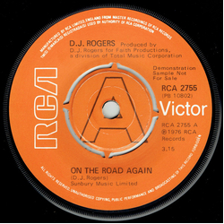 D. J. Rogers On The Road Again Vinyl 7" USED