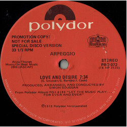 Arpeggio (2) Love And Desire USED VINYL 12INCH 33 S RPM PROMO STEREO