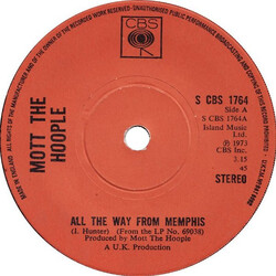Mott The Hoople All The Way From Memphis USED VINYL 7INCH 45 RPM SINGLE
