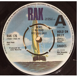 Shades Hold On Billy USED VINYL 7INCH SINGLE 45 RPM PROMO