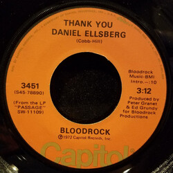 Bloodrock Thank You Daniel Ellsberg USED VINYL 7INCH 45 RPM SINGLE