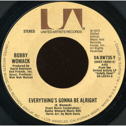 Bobby Womack Everything's Gonna Be Alright / Where There's A WIll, There's A Way USED VINYL 7INCH SINGLE STYRENE