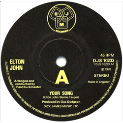 Elton John Your Song USED VINYL 7INCH 45 RPM REISSUE