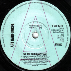 Art Garfunkel We Are Going (Woyaya) USED VINYL 7INCH 45 RPM SINGLE PROMO STEREO