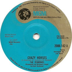 The Osmonds Crazy Horses USED VINYL 7INCH 45 RPM SINGLE